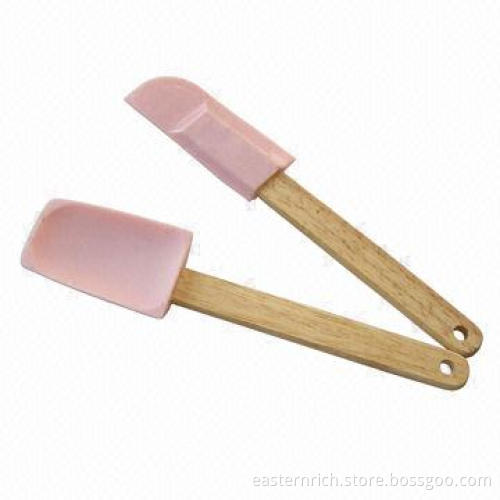 2-piece set silicone spatula, wooden handle, 4.1x18.3cm, 3x20.3cm